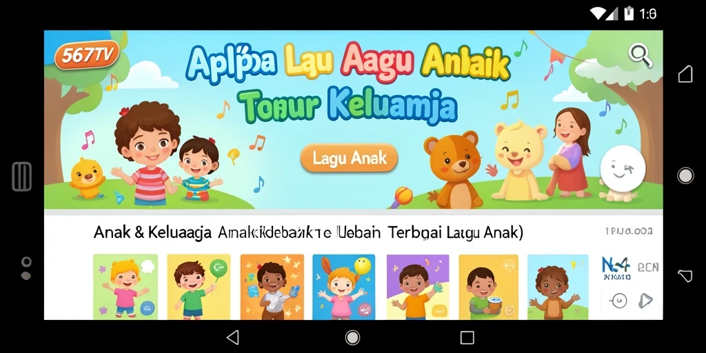 Tampilan antarmuka 567TV yang ramah anak dan interaktif.