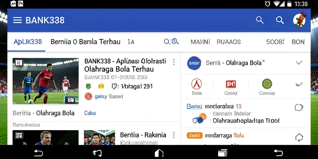 Antarmuka aplikasi BANK338 menampilkan berita olahraga bola terbaru.