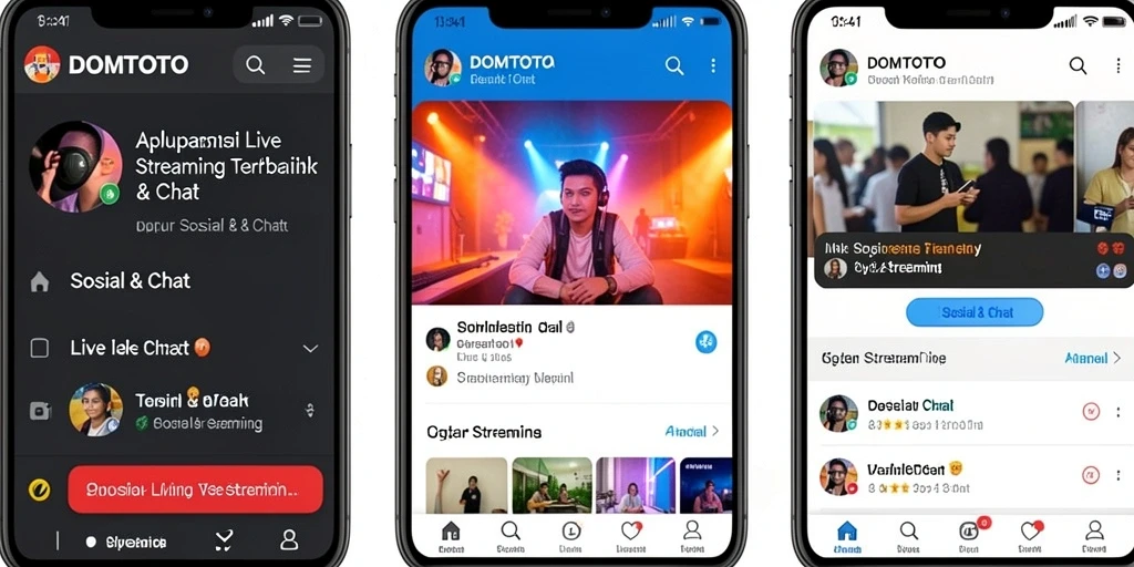 Antarmuka DOMTOTO yang menarik dan user-friendly untuk Live Streaming.