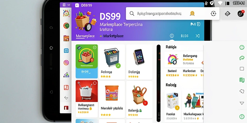 Antarmuka aplikasi DS99 yang menarik dan mudah digunakan untuk belanja.