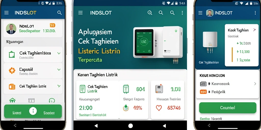 Tampilan antarmuka aplikasi INDSLOT untuk cek tagihan listrik.