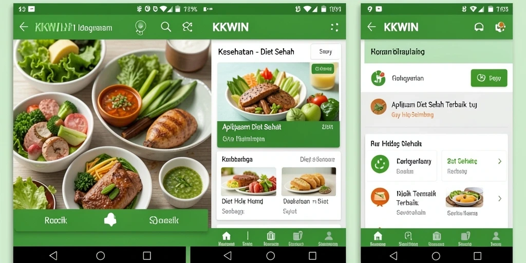 Antarmuka pengguna KKWIN yang modern dan intuitif untuk diet sehat.