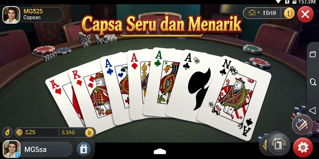 Tampilan antarmuka permainan Capsa yang seru dan interaktif.