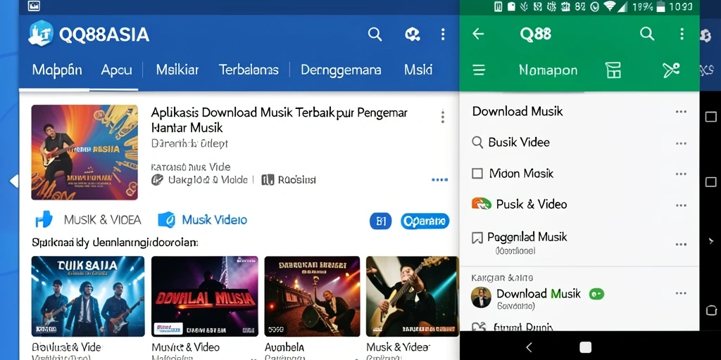 Tampilan antarmuka <strong>QQ88ASIA</strong> yang memudahkan pengunduhan musik.