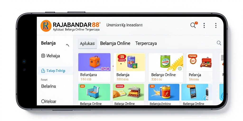 Antarmuka aplikasi RAJABANDAR88 untuk belanja online.