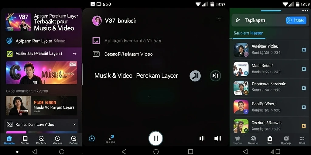 Antarmuka V87 menampilkan fungsi perekam layar yang sederhana dan efektif.