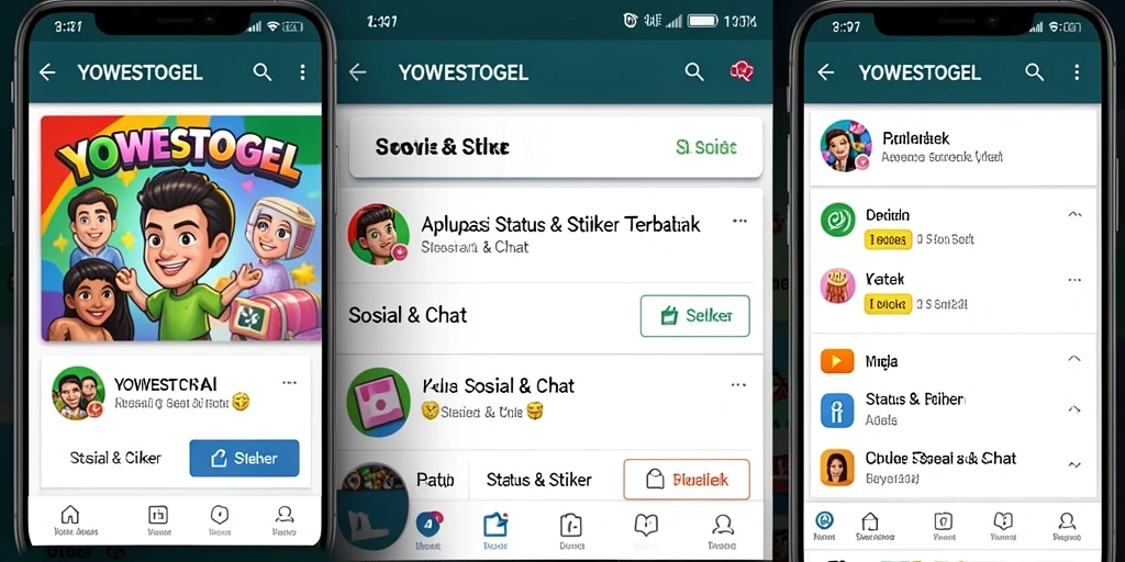 Screenshot tampilan antarmuka YOWESTOGEL menampilkan koleksi stiker.